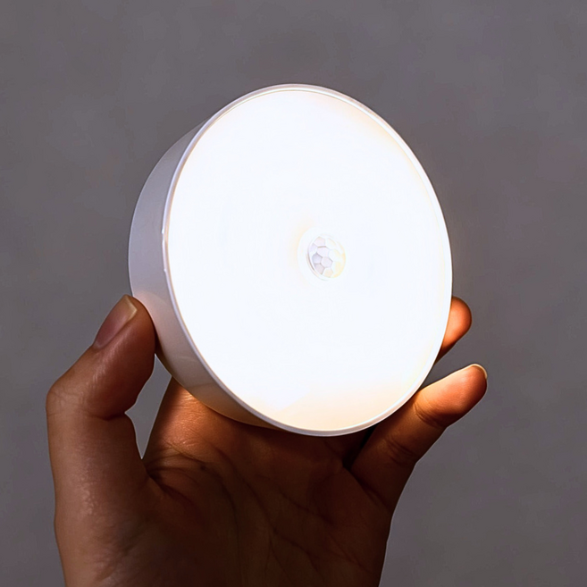 USB充電 人體感應燈 磁吸式安裝 直徑8cm, 白色, 1件