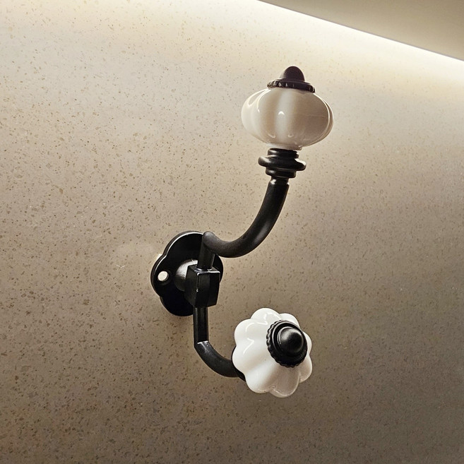 빈티지 벽 후크 벽걸이 옷걸이 소품 모자 걸이 가방걸이, 블랙화이트, 1개