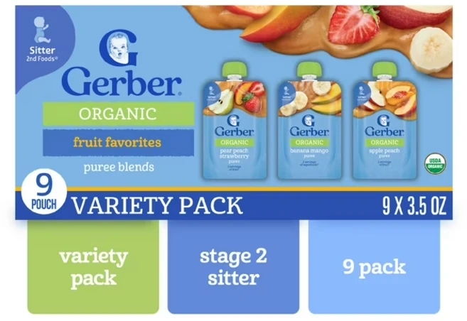 거버 Gerber 2단계 스무디 3종 혼합 9팩 과일 야채 퓨레 파우치 이유식, 1개 - 쿠팡