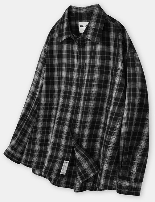 아테즈 남녀공용 데일리 오버핏 체크 셔츠