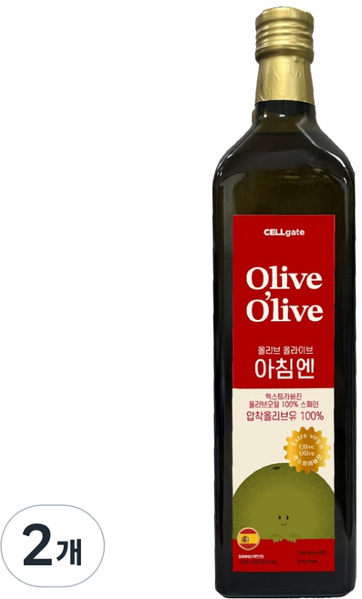 셀게이트 올라이브 엑스트라버전 올리브오일 스페인, 1L, 2개