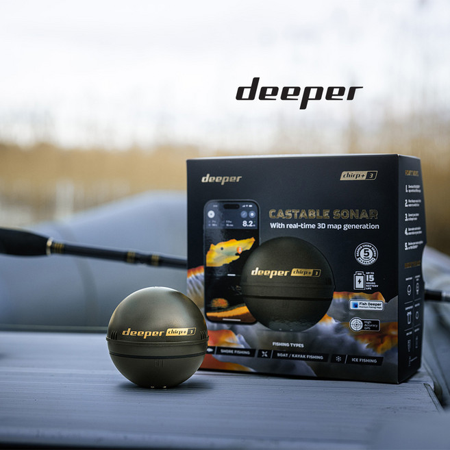 디퍼 2025 스마트 소나 처프 플러스 3 어탐기 어군탐지기, 1개, 브라운 그린, Chirp Plus 3