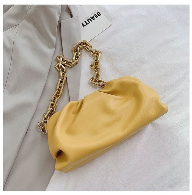 2021 데이 클러치 두꺼운 골드 체인 만두 클립 지갑 가방 여성 클라우드 겨드랑이 겨드랑이 숄더 백 플리츠 바게트 파우치 토트 핸드백