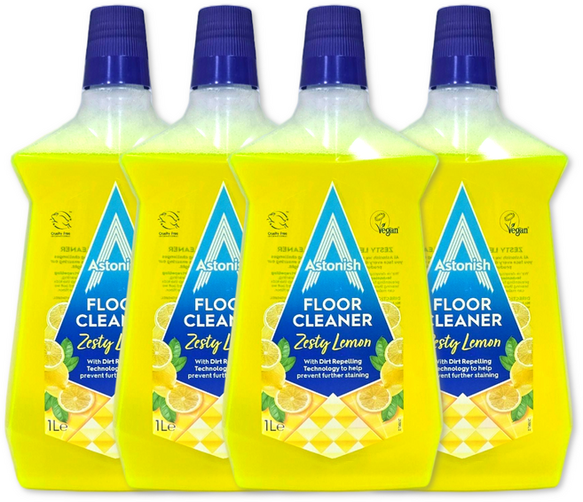 아스토니쉬 바닥전용클리너 제스티 레몬향 바닥 클리너, 4개, 1000ml