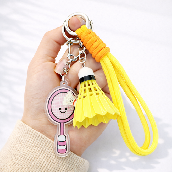 배트민턴 키링 셔틀콕 커플 열쇠고리, 1개, 옐로우