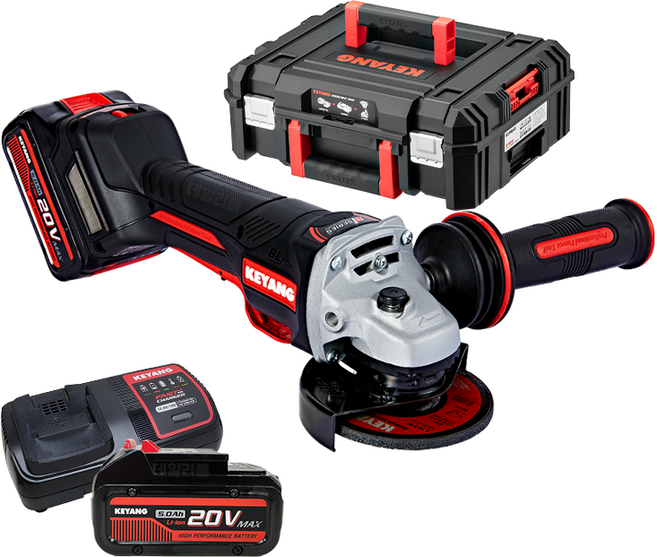 계양 20V 5인치 속도조절 충전그라인더 패들스위치 타입 5.0배터리 2개 세트, 1개