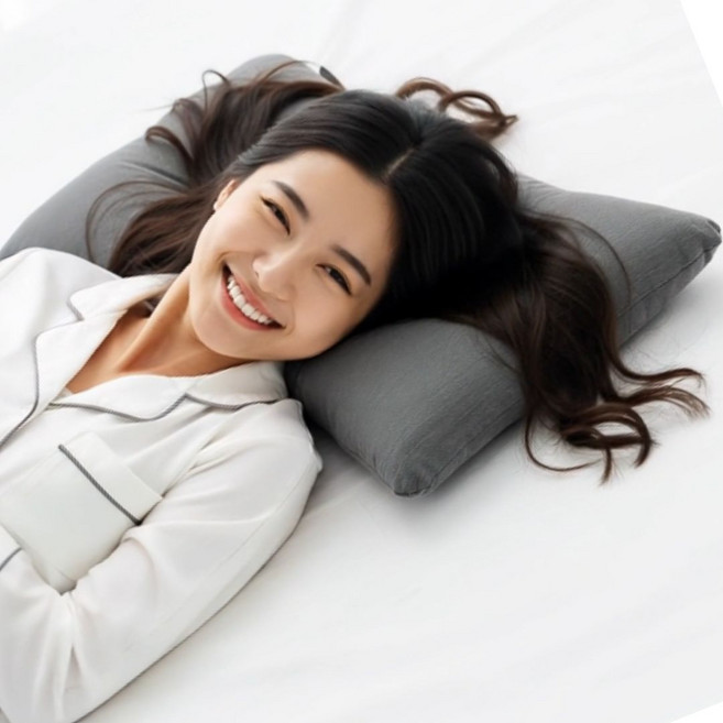 빨아쓰는 어린이 여성 주니어 낮은 경추 베개 초등 일자목 거북목 옆잠시 편한 베게, 그레이, 1개