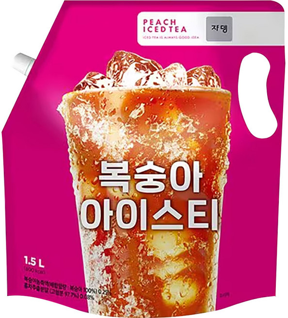 쟈뎅 복숭아 아이스티 대용량 파우치 1.5L, 3개