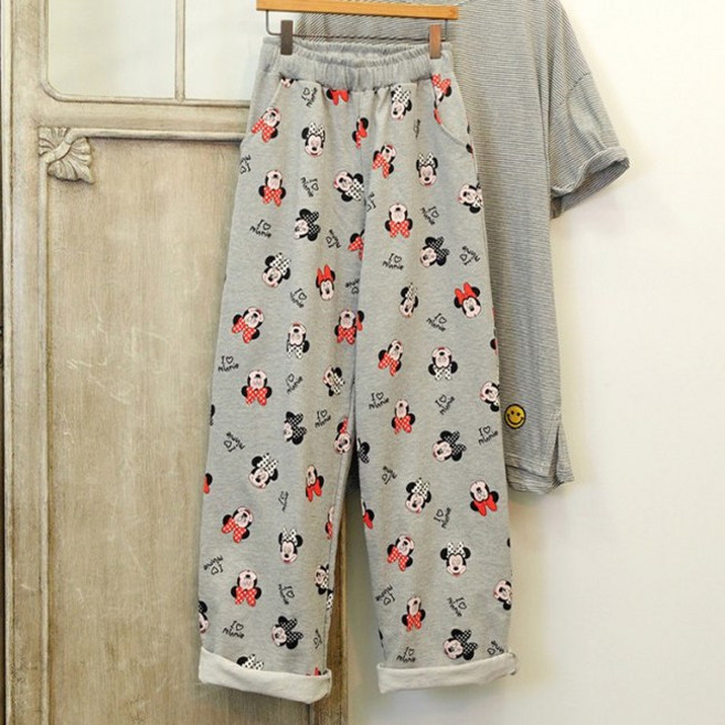 러브미니 밴딩 캐릭터 와이드 팬츠 파자마