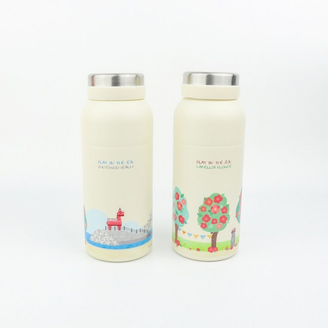 제주 탐나 보온 보냉 진공 텀블러 스텐텀블러 기념품, 1개, 350ml, 동백