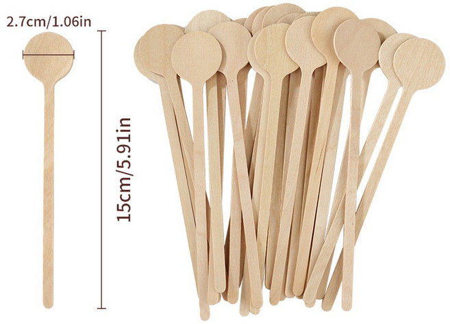 일회용 나무 젓개 둥근 손잡이 차가운 음료와 음료용 커피 우유 가루, 15cm