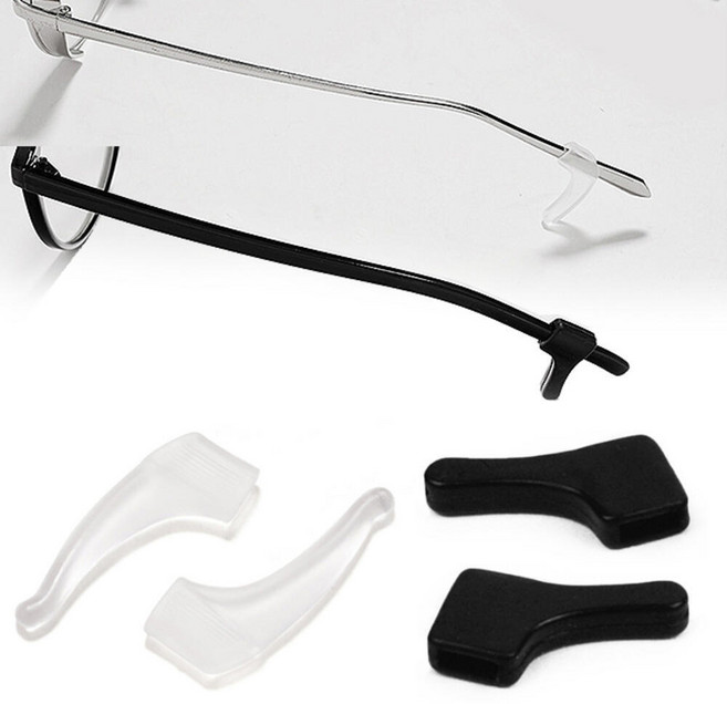 안경귀 실리콘 고무 안경처짐 고정 흘러내림 방지 1쌍 안경귀아픔방지 안경귀받침, 소 블랙