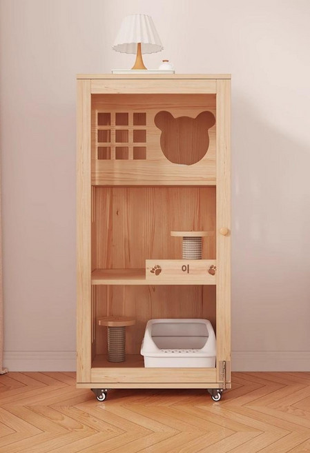 고양이호텔 하우스 케이지 대형 놀이터 캣타워 빌라, 전문 설치, 1개, 60x60x120cm 원목고양이아파트