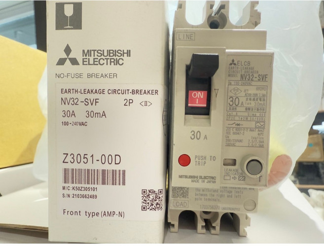 MITSUBISHI ELECTRIC 三菱 NV32-SVF 2P 漏電斷路器 小型化設計, 1個, 5A