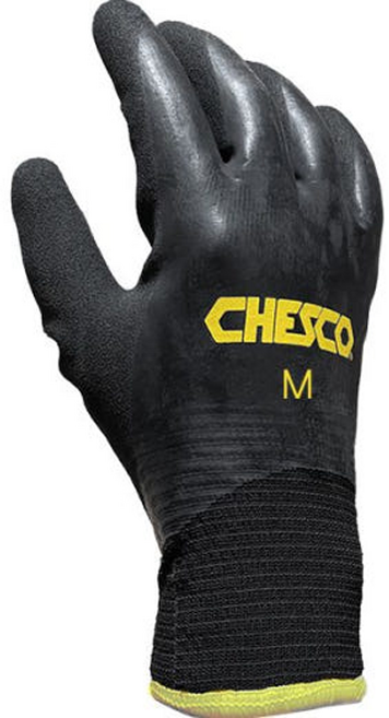 체스코 겨울 작업 장갑 라텍스코팅 스마트폰터치 베임보호 인열 관통저항, 블랙, 1개