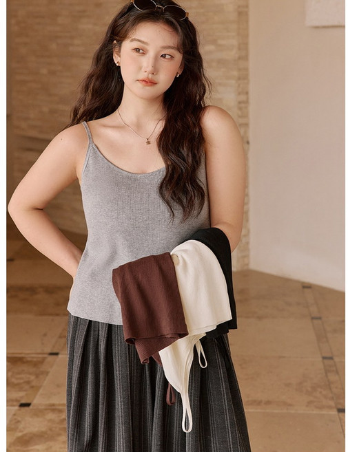 신이SH 더블샵 패션몰 부드러운 텐셀 골지니트 나시티 민소매 캐미솔