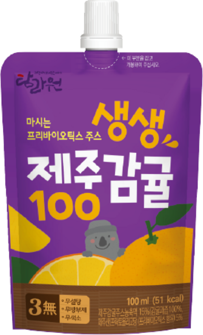 탐라원 생생제주감귤 100ml 무설탕 어린이주스, 30개