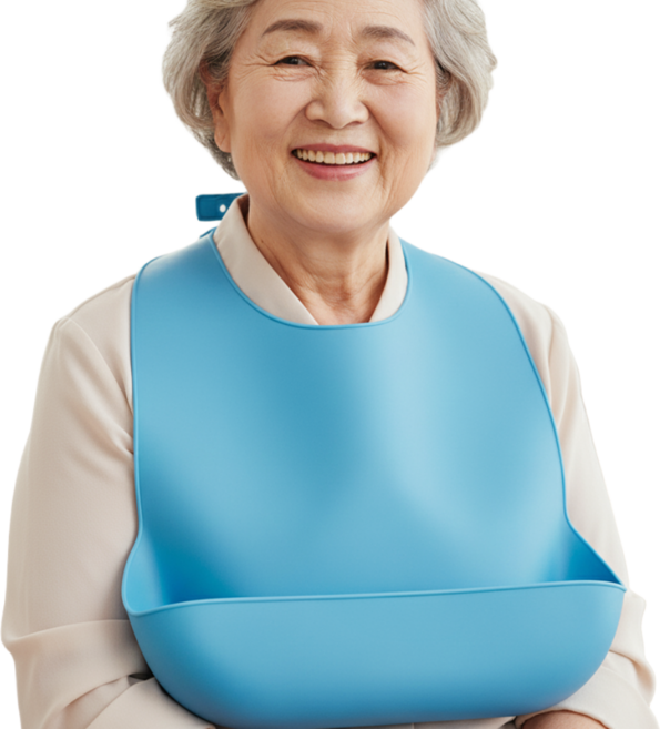 리커버스 방수앞치마 성인 환자 턱받이 요양원 어르신 특대형, 블루, 1개