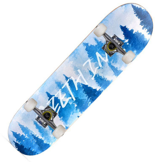 專業成人兒童幼童滑板 四輪楓木板 初學者造型雙翹板, 雪森林（專業級高彈輪）, 1個