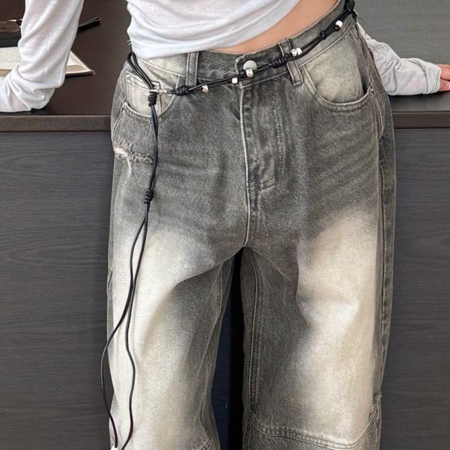 블루씨티 미스틱 코드 구슬 비즈 레더 매듭 스트링 끈 벨트