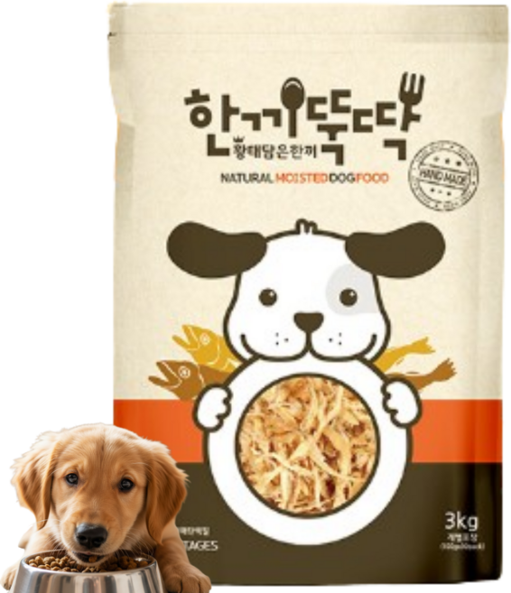 한끼뚝딱 전연령 강아지 황태담은 소프트사료, 연어+황태, 3kg, 1개