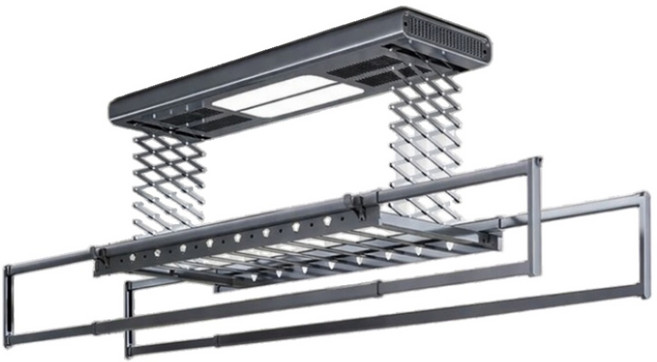 윈드온 전동빨래건조대 천장빨래건조대 자동리프트 온풍건조 살균 리모컨 베란다 LED조명, 그레이