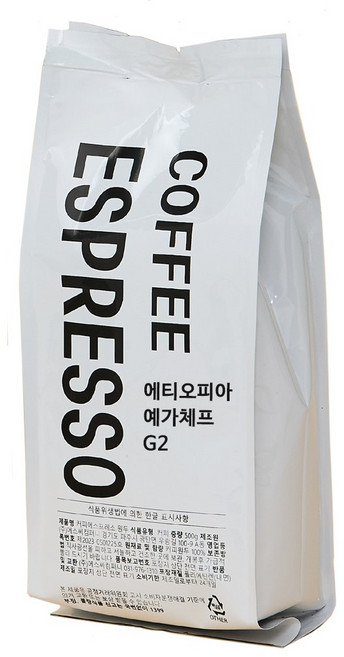 커피에스프레소 에디오피아 예가체프 G2 스폐셜티 원두커피, 500g, 1개, 홀빈(분쇄안함)