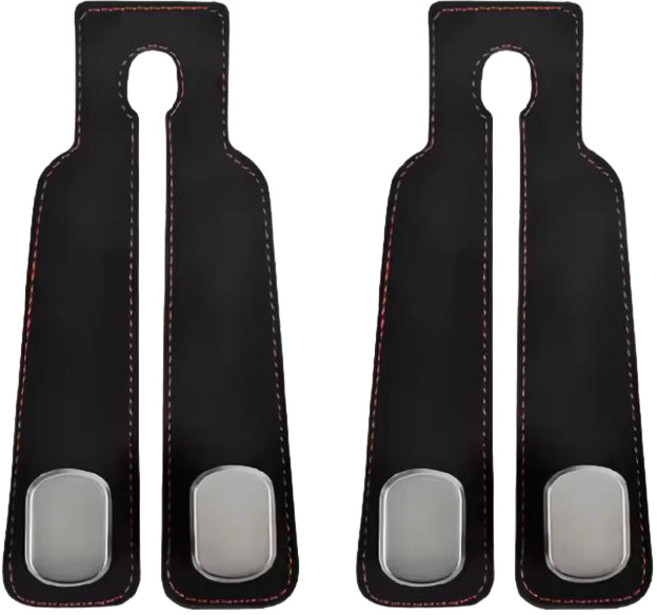 SEAMETAL 듀얼후크 자동차 후크걸이 헤드레스트 고리 걸쇄 행거 휴대폰거치 가방 봉지 인조 스웨이드+메탈소재, 블랙, 2개