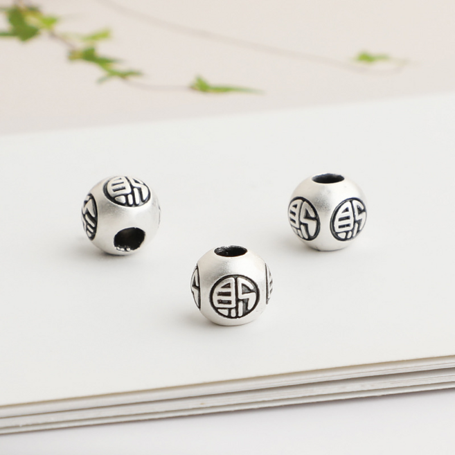 비즈공예재료 염주팔찌 부자재 실버 999 DIY 비즈 물고기, 1개, 실버복