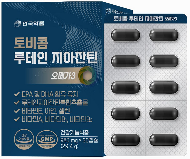 안국약품 토비콤 루테인지아잔틴오메가3, 1개, 30정