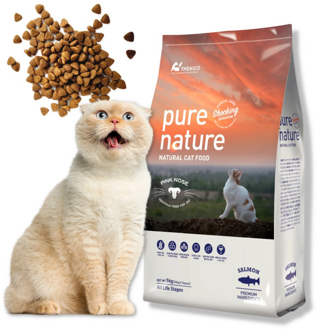 퓨어네이쳐 캣 가수분해 고양이 치석 제거 사료, 5kg, 1개, 가수분해연어, 사료샘플 400g, 퓨어네이쳐 캣 연어