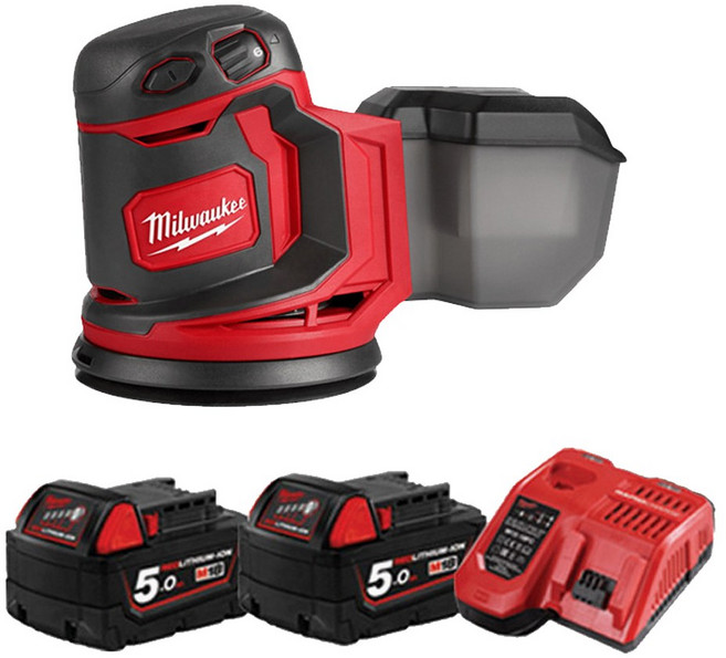 밀워키 18V 충전 원형 샌더기 샌딩기 M18 BOS125-502X, 1개