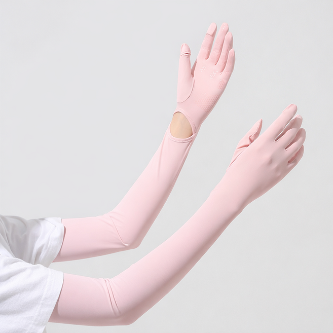 UV 차단 오픈형 쿨토시 손가락 손목 오픈 여성용 냉감 팔토시 운전용, 1개, 핑크