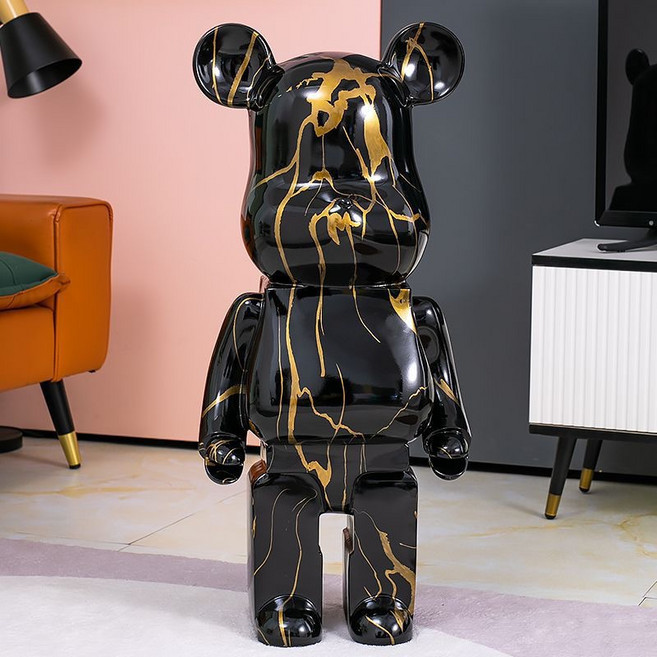 리틀보트 오브제 베어브릭 세라믹 저금통 장식품, 골들블랙#23