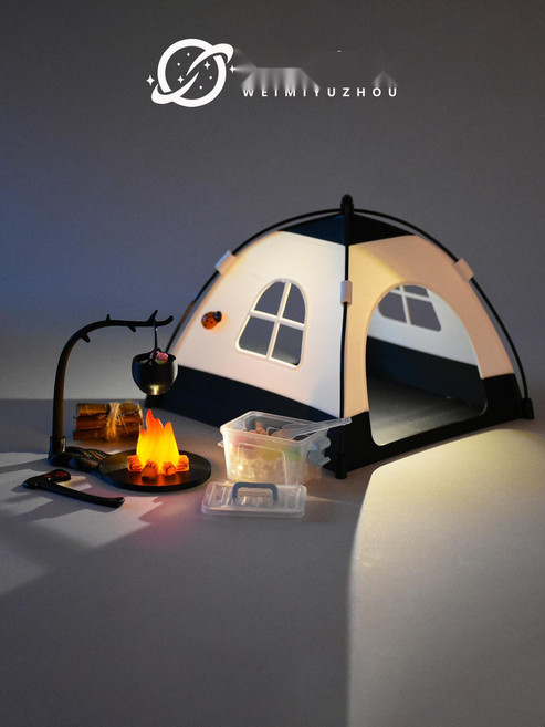 [음식 미니어처] 인형집 소품 미니정원 캠핑 피크닉 세트, 6. 블랙 텐트벌17종