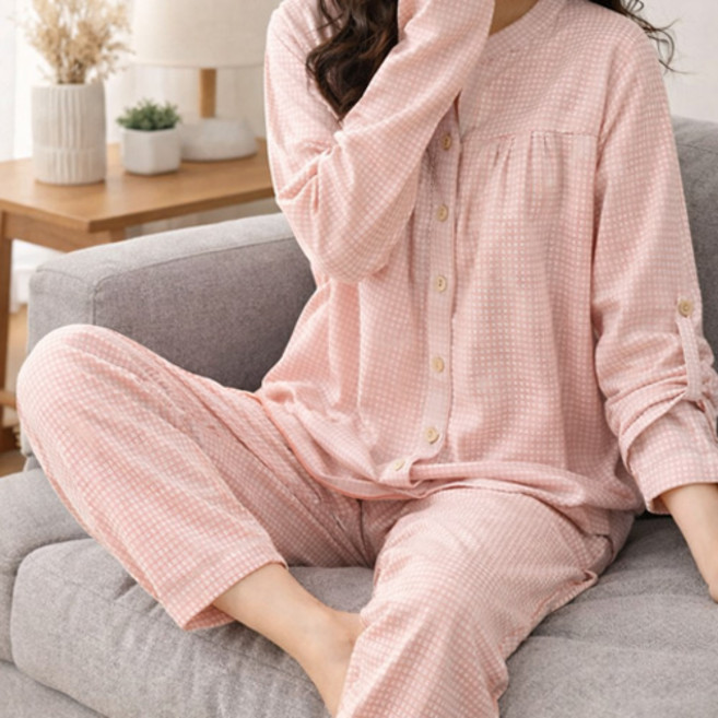집에서도 이쁘게 순면100% 이중거즈면 부드러운 여성용 홈웨어 잠옷 상하세트
