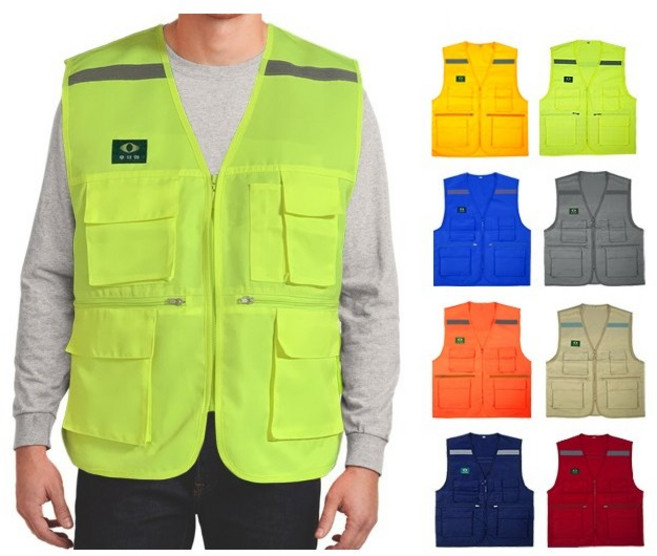 04vest 천(사계절) 안전조끼 형광연두, 1개, 그린