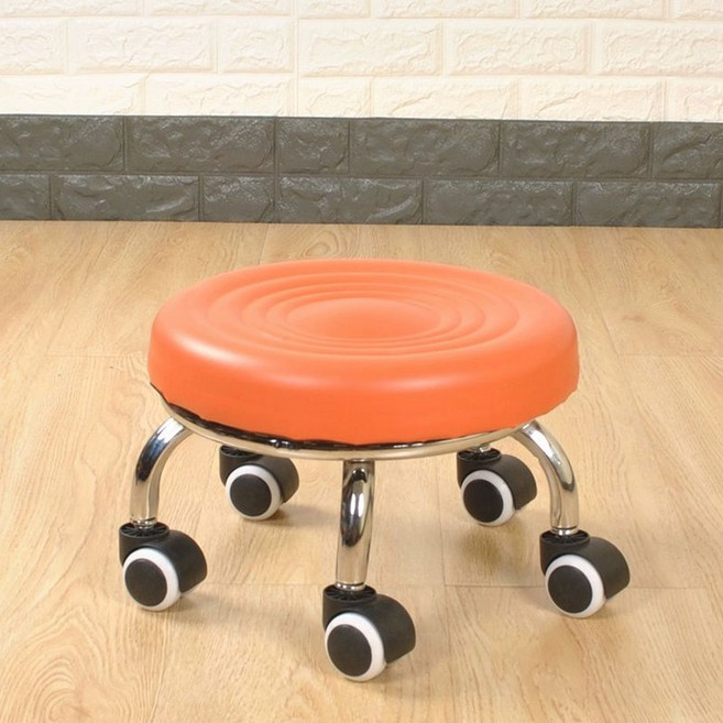 이동식 앉은뱅이의자 작업용 등받이 좌식 블랙 바퀴, 1개, 오렌지 워터 리플 플라스틱 바퀴 21cm