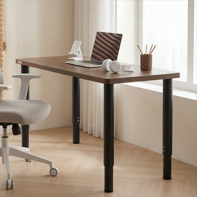 Unihome E0급 높이조절 1인용 학생 공부 책상 튼튼한 사무용 컴퓨터 테이블, 호두색