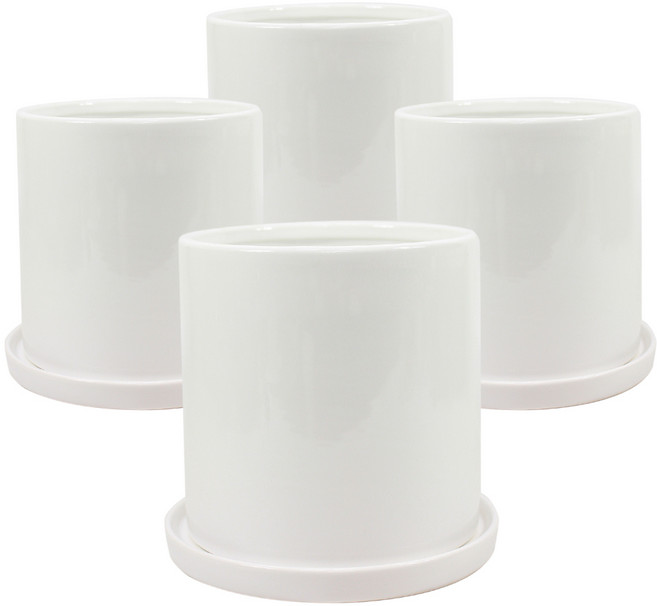 그린데이 유광 화분 8호 4p - 스노우 화이트 블랙 인테리어 플랜테리어, 1개