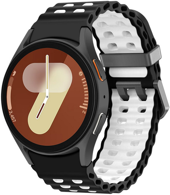 갤럭시워치 7 호환 6 5 4 마린 무늬 클래식 스트랩 방수성 스포츠 밴드 40mm 44mm 45mm 43mm 47mm 42mm 46mm, 블랙/화이트 