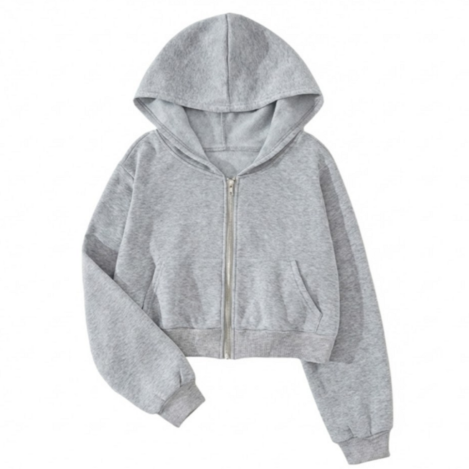 백댄스 여성 크롭 기모 지퍼 후드집업 봄가을 긴소매