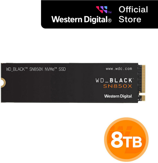 WD BLACK SN850X NVMe SSD, 8TB, WDS800T2X0E