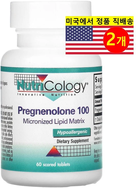 Nutricology 프레그네놀론 100 60 스코어드 정제, 2개 - 쿠팡