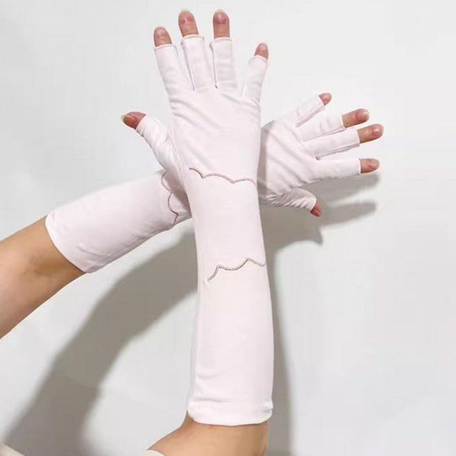 여성 여름 긴장갑 장갑 봄 손가락 운전 자전거 반장갑 터치 미끄럼방지 면장갑, 연핑크, 1개