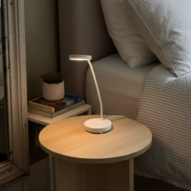 도르리 LED 접이식 책상 탁상 스탠드 독서등 공부 무드등 서재, 화이트