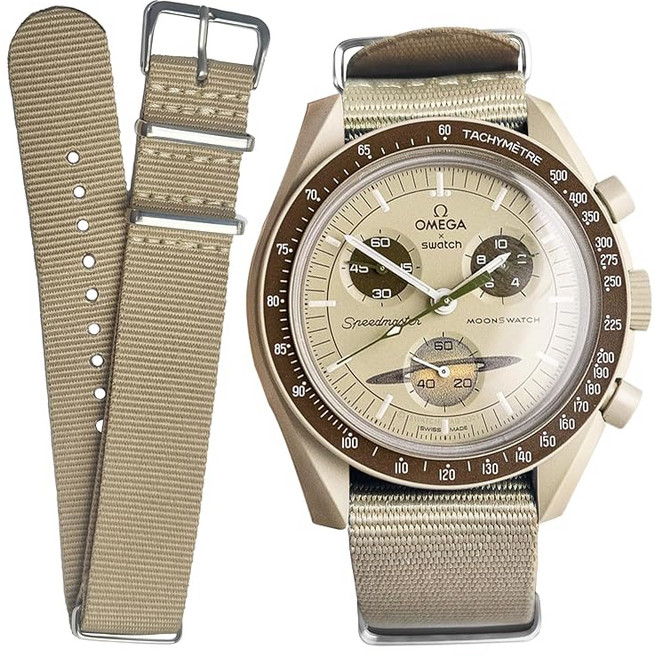 Ocdin 20mm 손목시계 밴드 Omega X Swatch 오메가와 스와치 스피드 마스터 문스와치용 NATO� 스트랩 시계 나일론 밴드 간편 교체 남녀 모두 사용 가능 (토성/