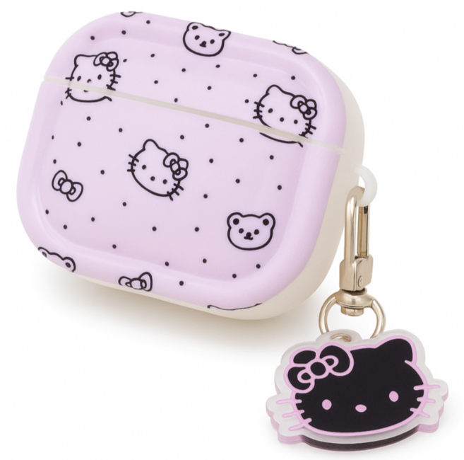 베이비핑크 키티 에어팟케이스 키링 세트, 에어팟4세대, 1개