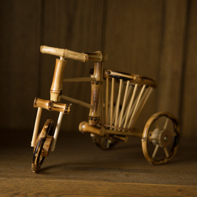 돈 들어오는 미니 지게 공예품 인테리어소품 전통, 대나무 세발자전거 23x10x14cm