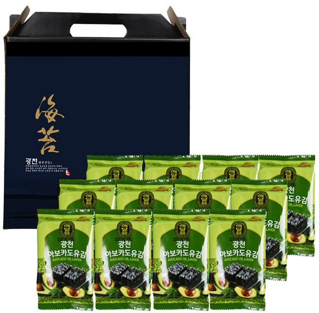 광천 해달음 아보카도유 도시락김, 4g, 12개